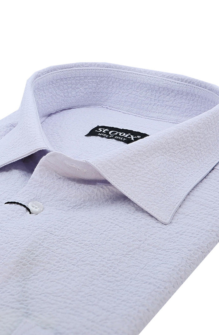 St. Croix L/S Solid Seersucker Shirt For Men In Aster Close Up 8508