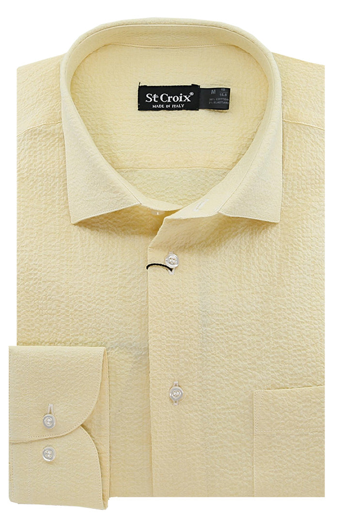 St. Croix L/S Seersucker Shirt For Men In Soft Yellow - Mondo Uomo