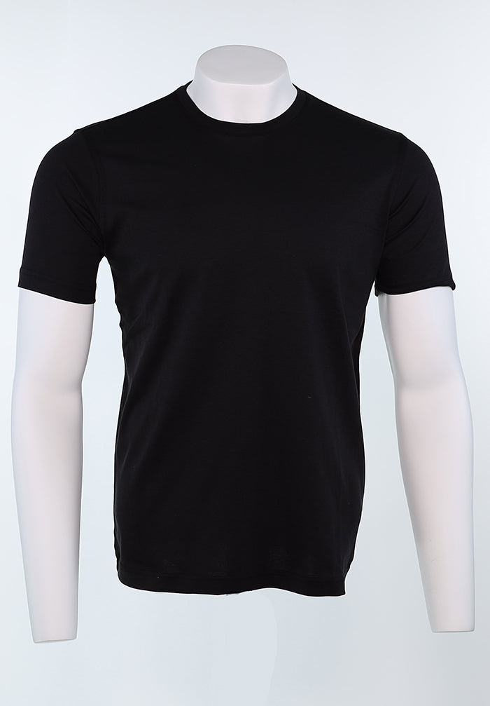 Raffi Aqua Cotton Lafayette Crew Neck Tee in Black | Mondo Uomo Naples FL #Color_Black