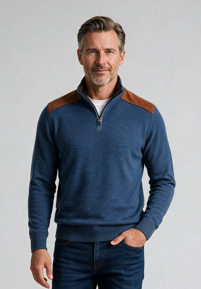 Wool Half Zip Sweater — model detail