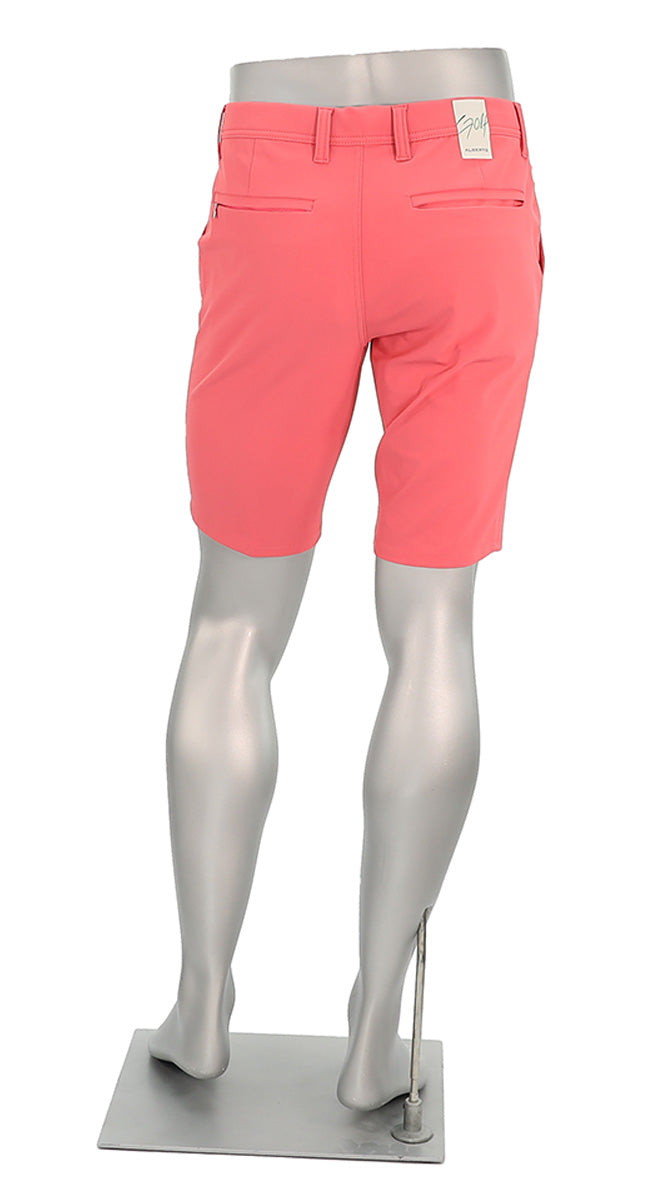 Alberto Earnie Golf 3X DRY Men’s Slim Fit Coral Red Performance Activewear Shorts Back View