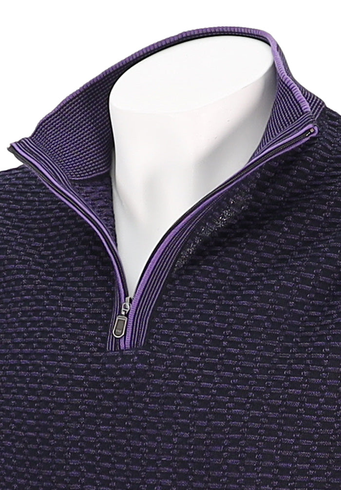 St. Croix Men's Two Tone Texture Zip Mock In Empire Close Up