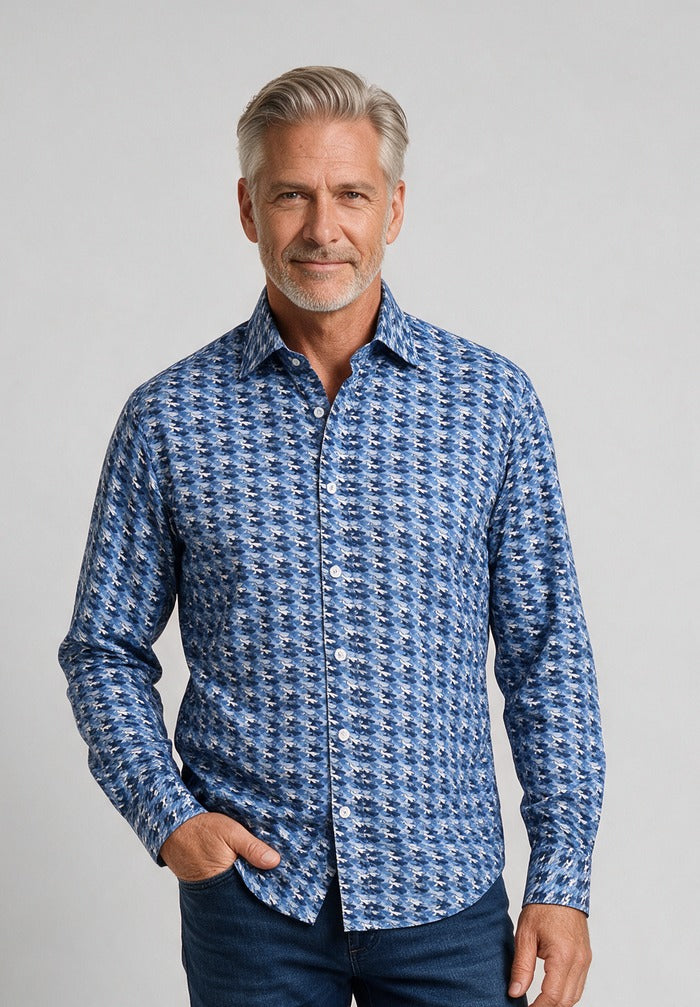 Cotton Poplin Printed Shirt — model detail