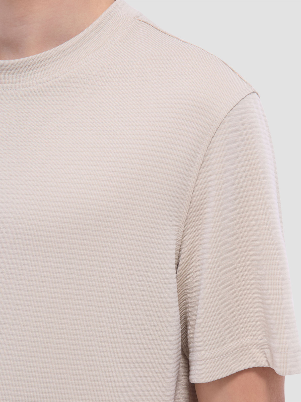S/S Bugatchi Orville Crew Neck For Men In Sand Angled View ISF1643F8