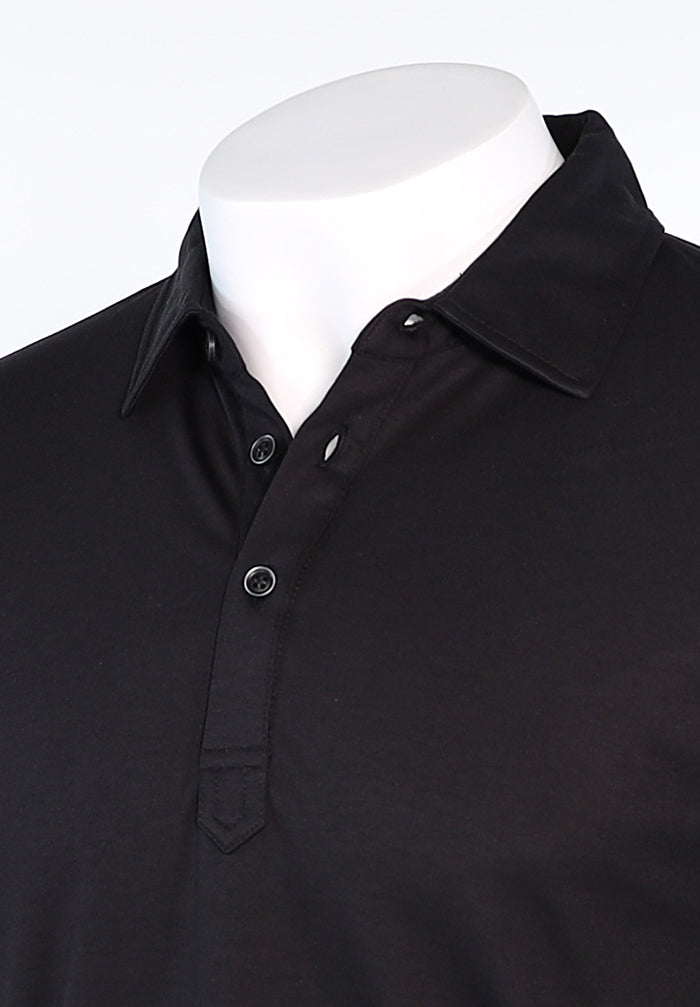 Raffi Aqua Cotton Sherwood Polo in Black – view 2 #Color_Black