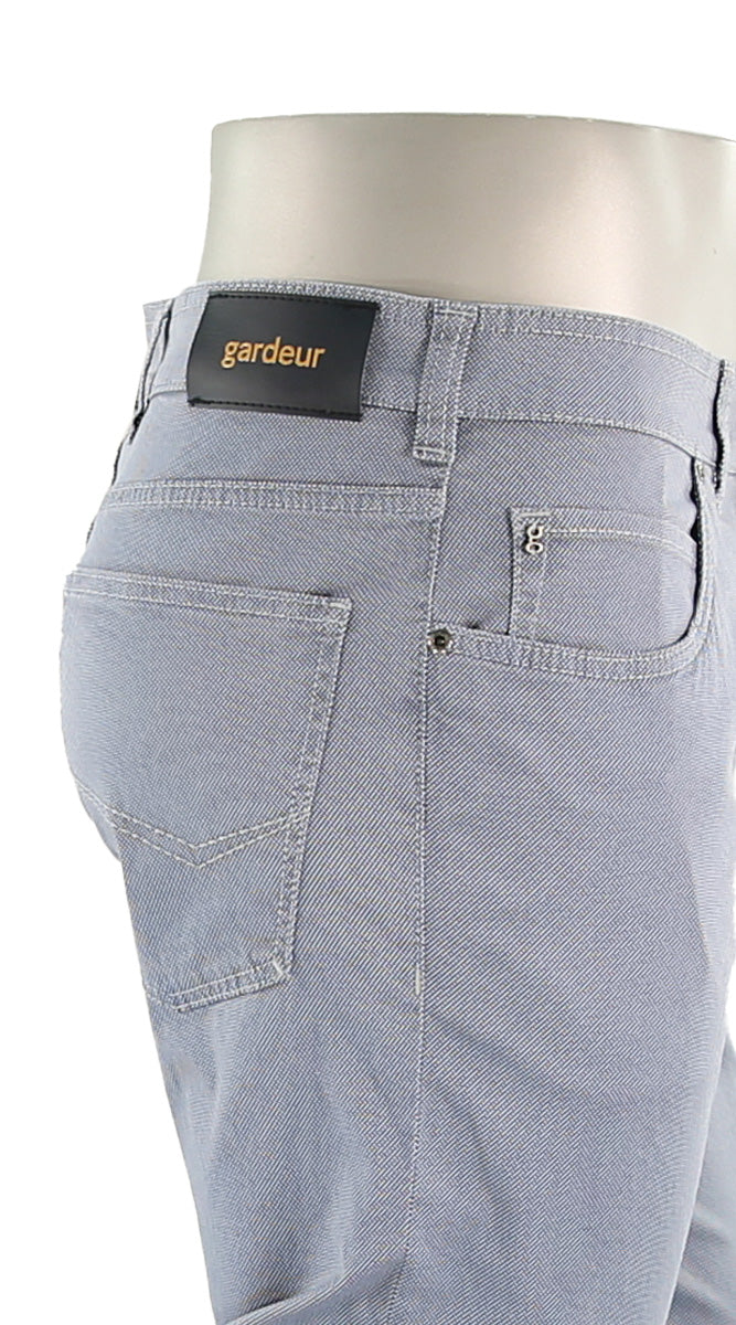 Gardeur Bill Men’s Modern Fit Sky Blue Printed Cotton Pants Close Up