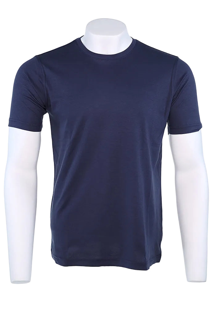 Raffi Aqua Cotton Lafayette Crew Neck Tee in Midnight | Mondo Uomo Naples FL #Color_Midnight