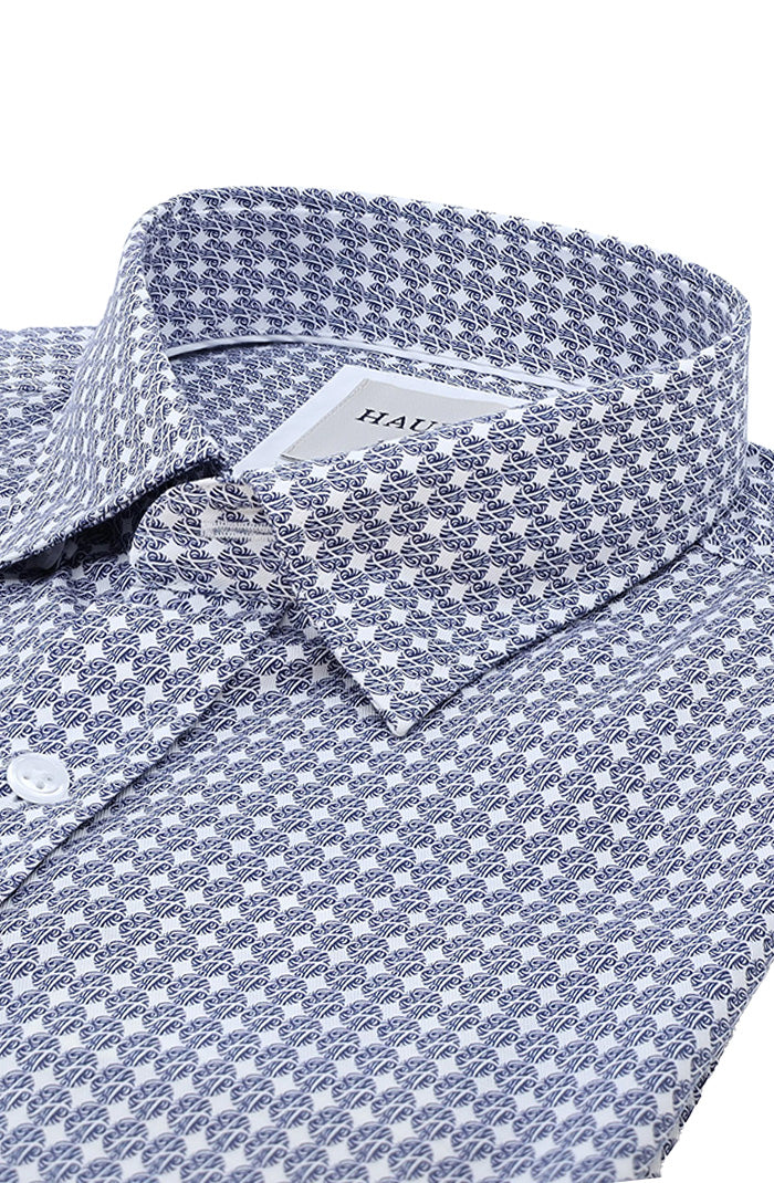 Haupt Long Sleeve Shirt For Men In Subtle Floral Motif Pattern Close U 9024-2324-073