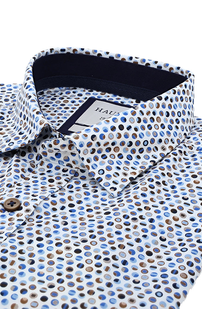 Haupt Long Sleeve Shirt For Men In Multicolored Circular Dot pattern Close Up 9028-1374-011