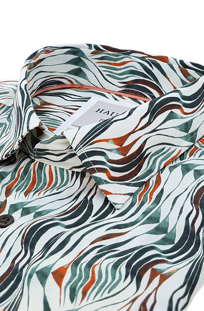 Haupt Long Sleeve Shirt For Men In Dynamic Wave Inspired Print Close Up 9042-2304-013