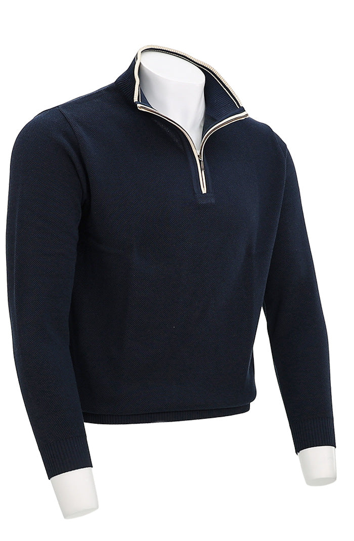St. Croix Crystal Stitch Zip Mock | Navy