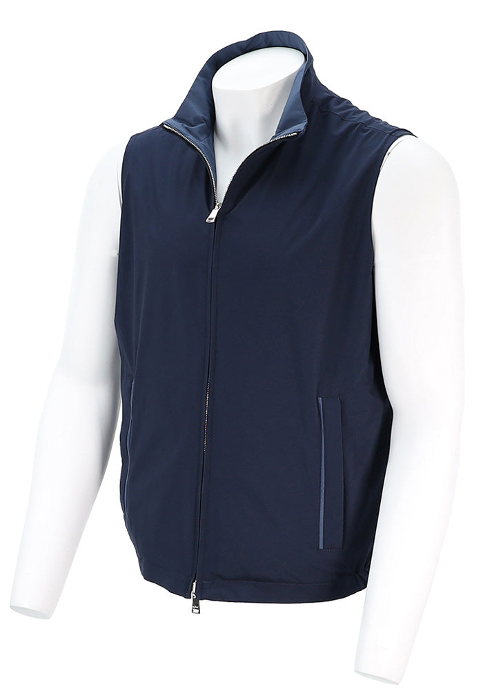 PAUL & SHARK Men's Typoon Platinum Reversible Vest In Navy Angled View - Mondo Uomo