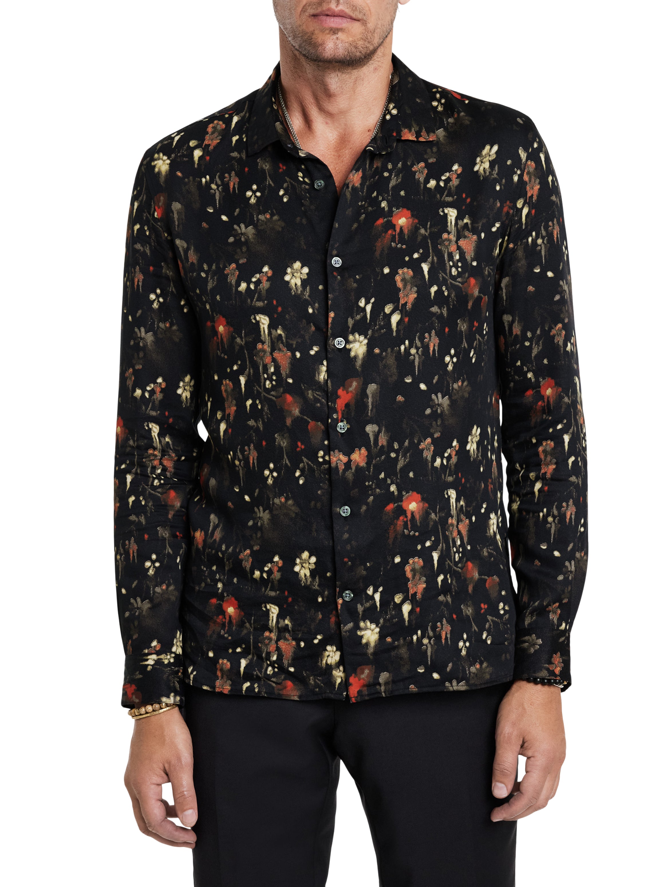 John Varvatos Ross Long Sleeve Shirt For Men In Dark Brown On Model