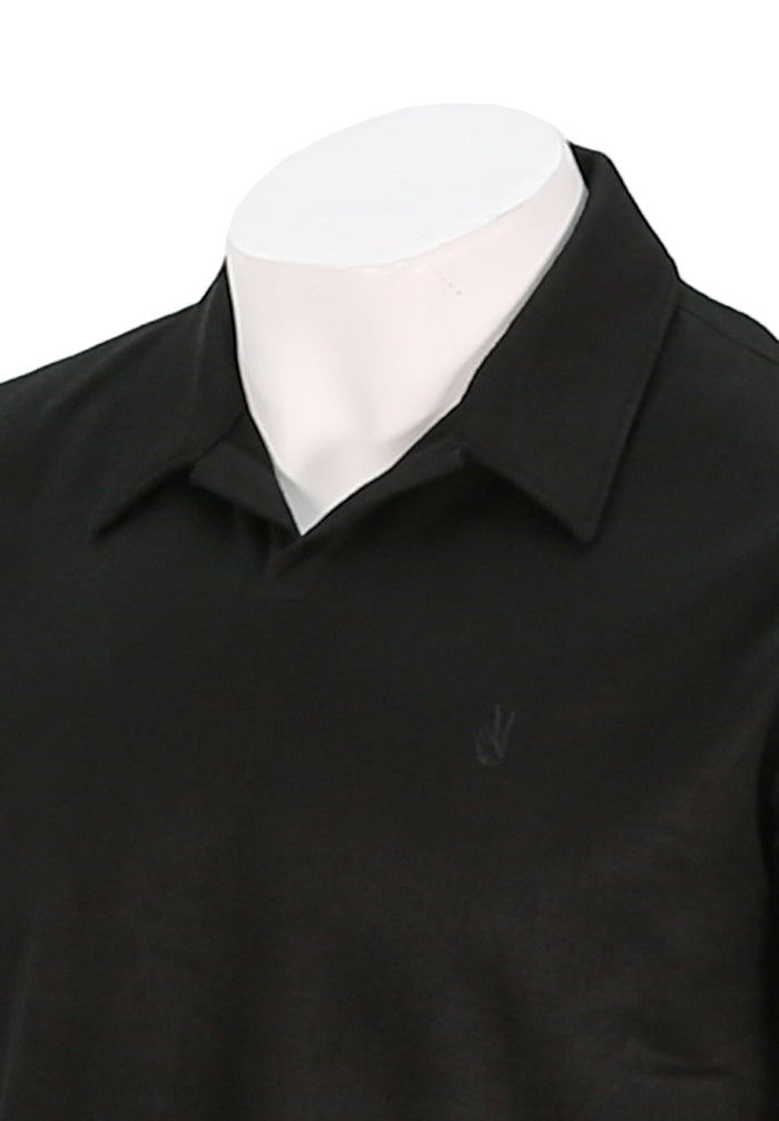 John Varvatos Men's Hague Short Sleeve Jacquard Polo with Peace Sign Close Up