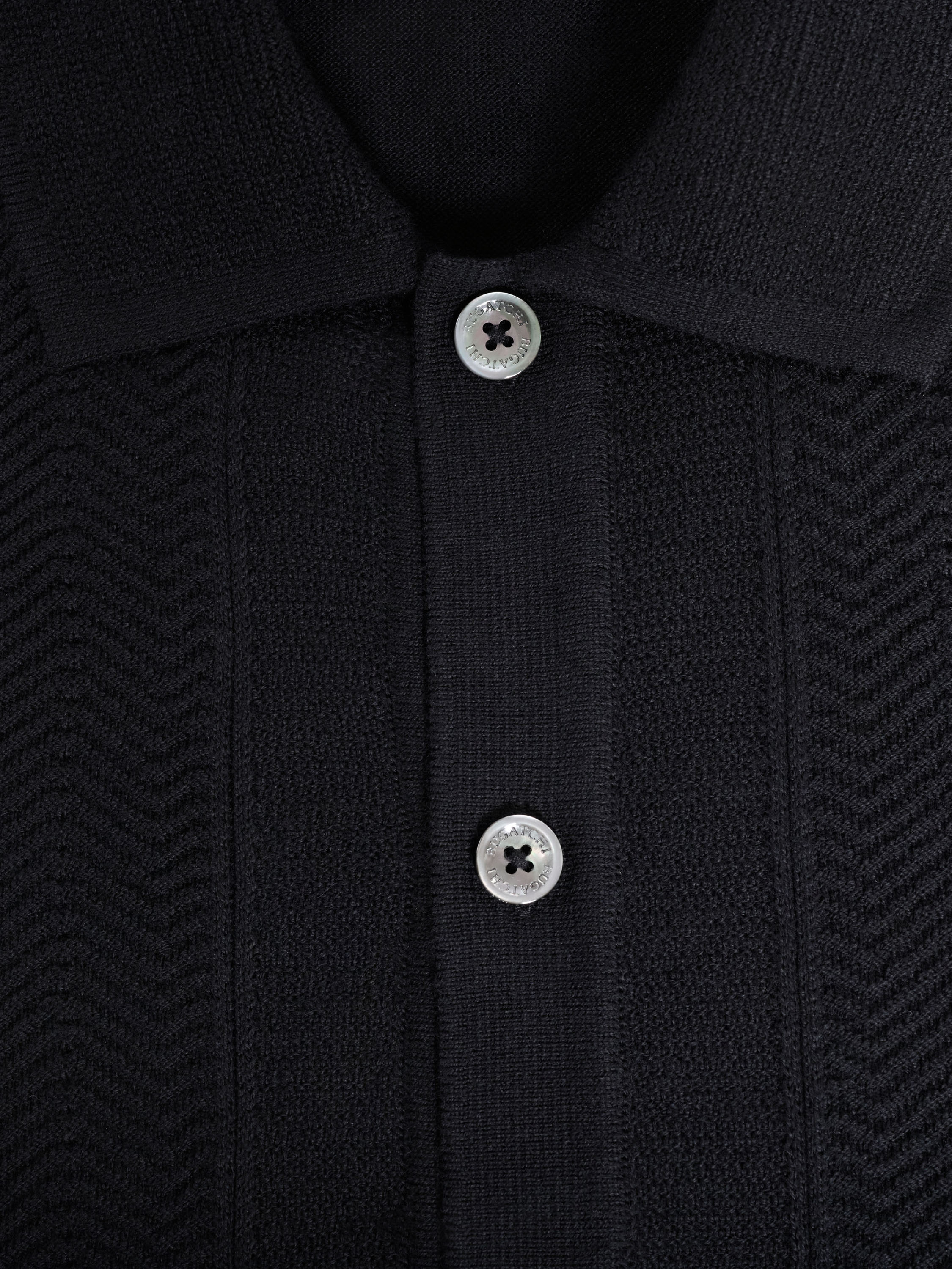 Bugatchi S/S Full Button Sweater, Black