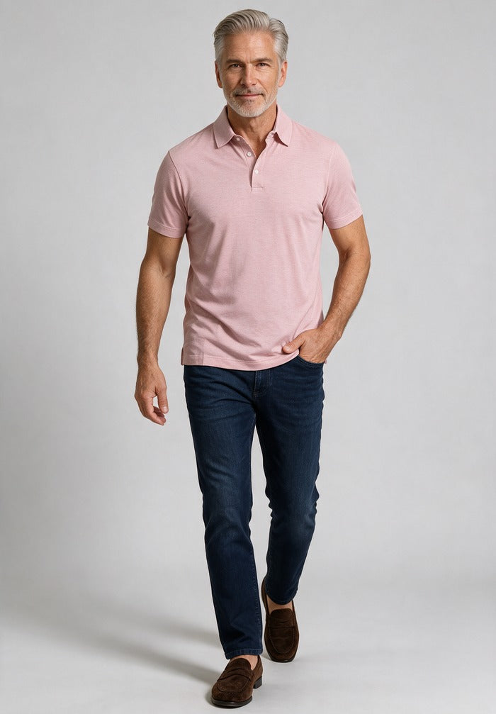 Paul & Shark S/S Polo, Pink — worn with denim