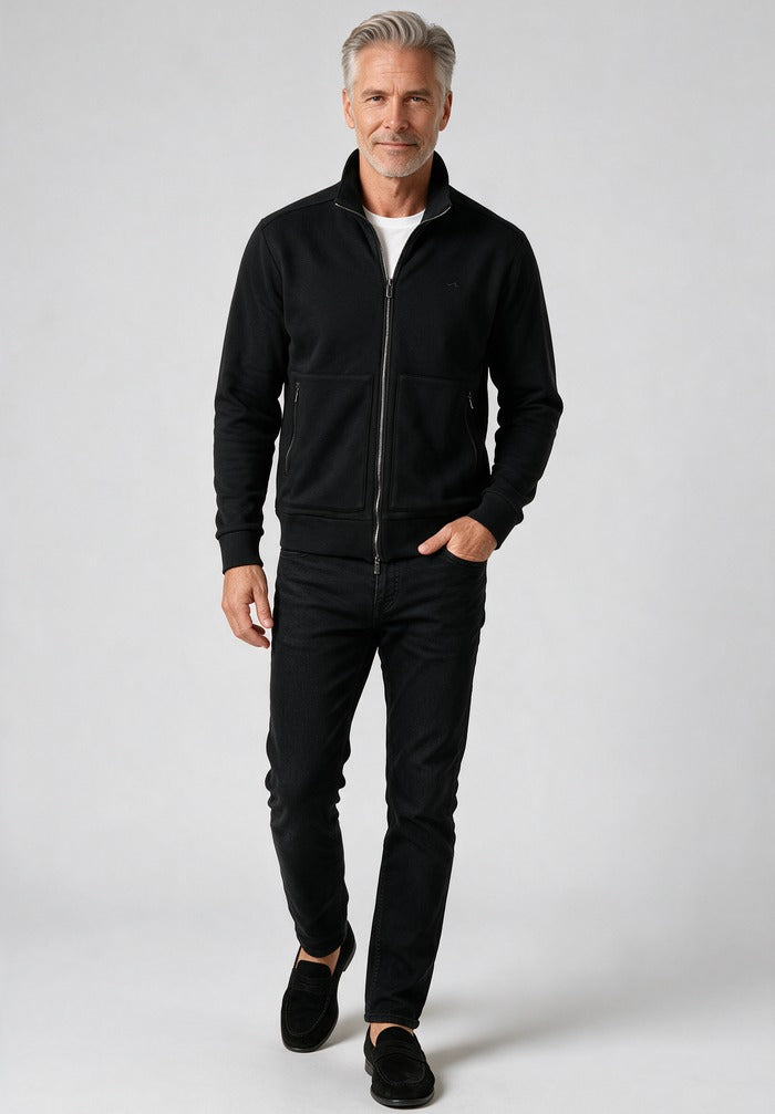 Paul & Shark Full Zip Sweatshirt — worn with black denim