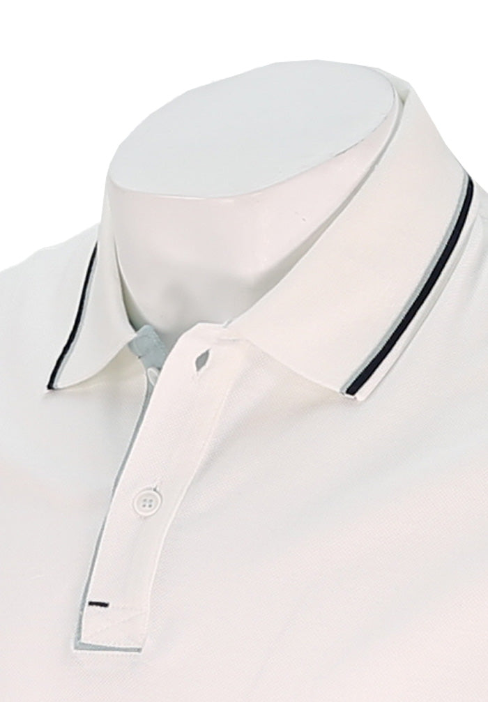 Paul & Shark Men's S/S Cotton Polo In White Close Up