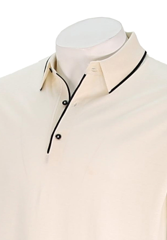 St. Croix S/S Cotton Polo For Men In Ivory Close Up