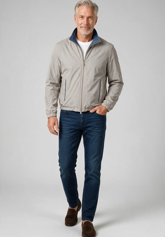Typhoon Platinum Reversible Jacket — worn with denim
