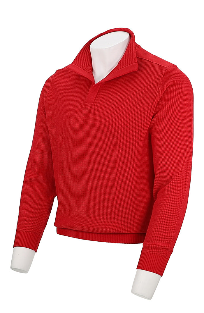 St Croix Crystal Stitch Open Mock Red/Apple Red