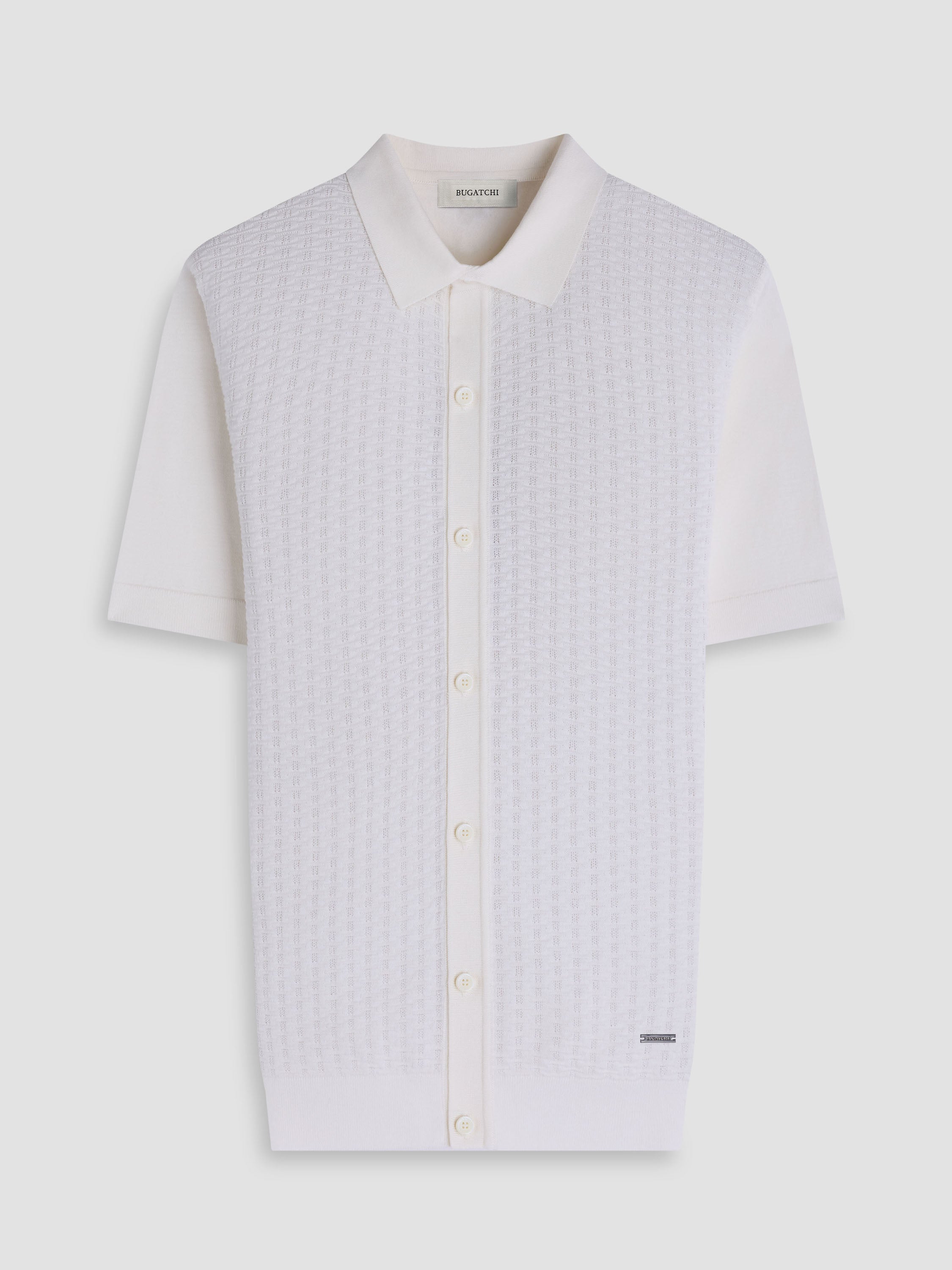 Bugatchi S/S Full Button Shirt, Chalk