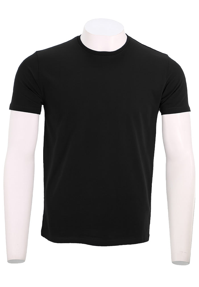 Patrick Assaraf Short Sleeve Cotton Crew, Black