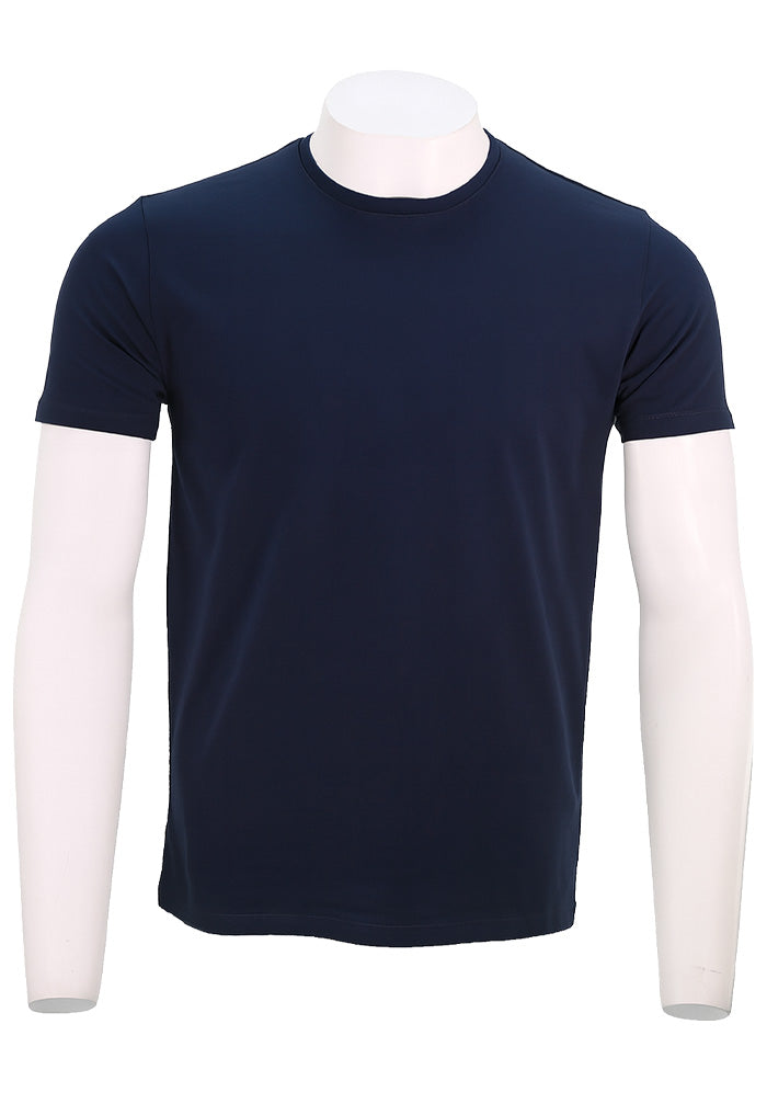 Patrick Assaraf Short Sleeve Cotton Crew, Midnight