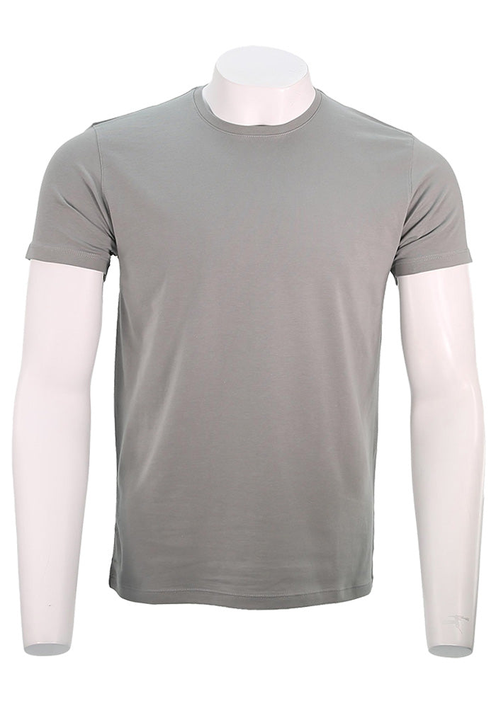 Patrick Assaraf Short Sleeve Cotton Crew, Pewter