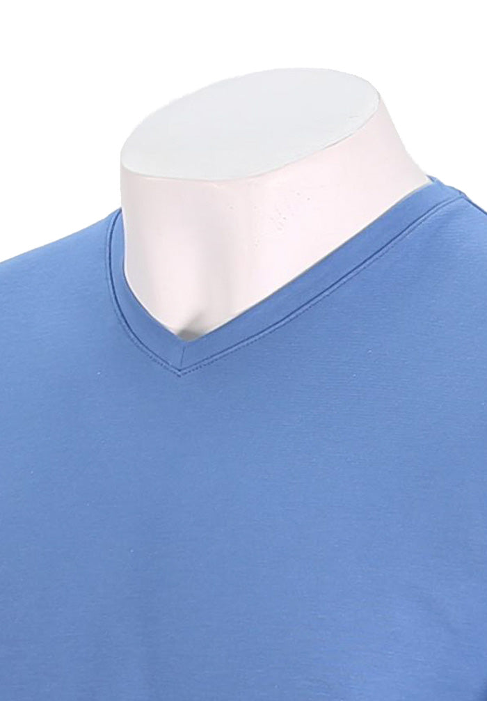 Patrick Assaraf Short Sleeve Cotton VNeck, Harbour