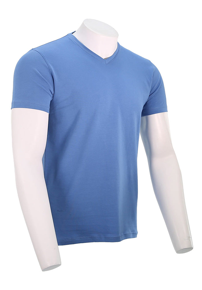 Patrick Assaraf Short Sleeve Cotton VNeck, Harbour