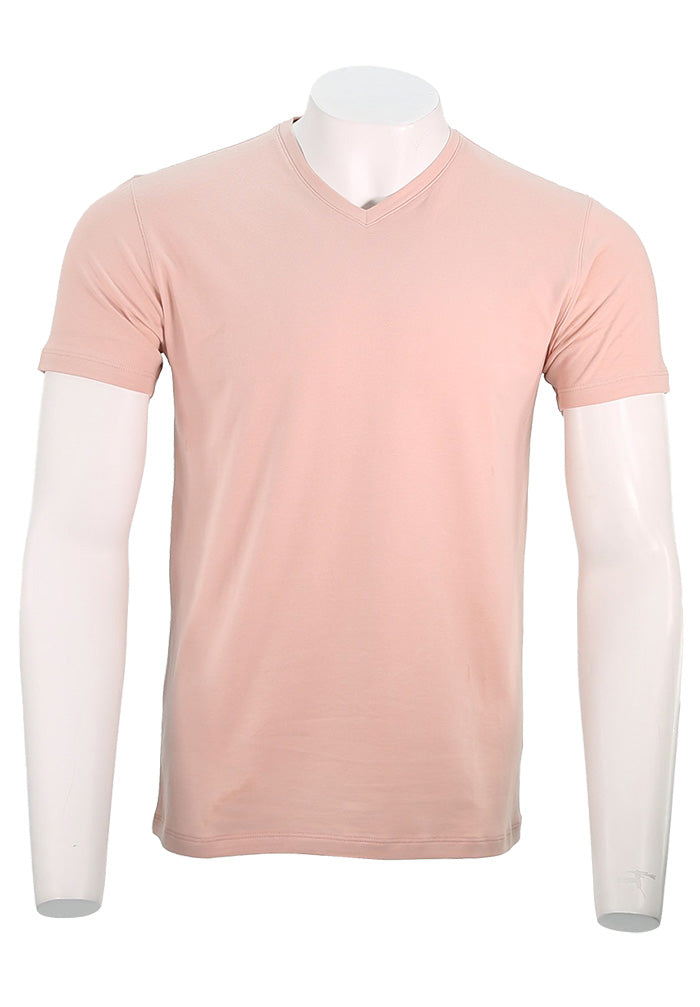 Patrick Assaraf Short Sleeve Cotton VNeck, Rose Smoke