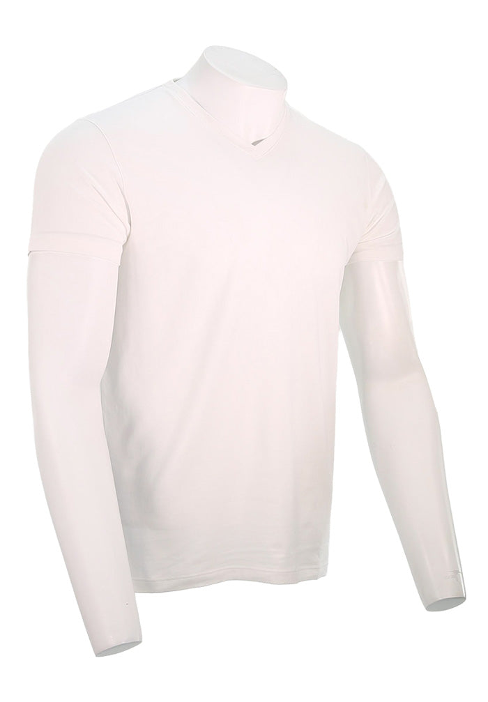 Patrick Assaraf Short Sleeve Cotton VNeck, White