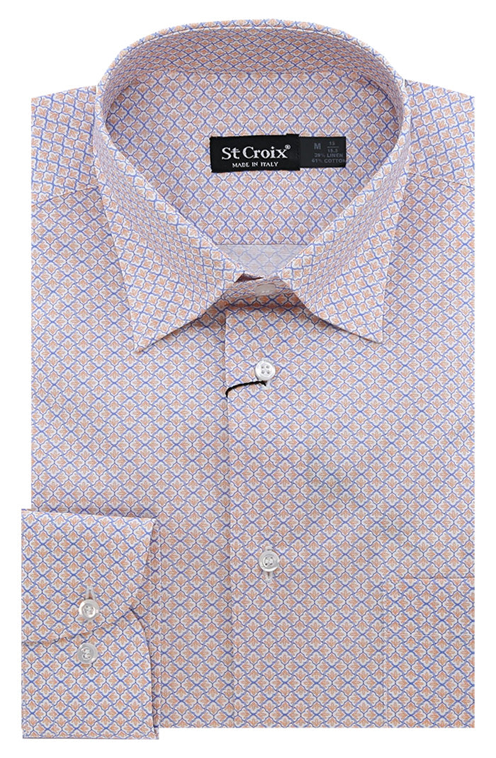 St. Croix L/S Print Shirt For Men In Nectar - Mondo Uomo Fine Menswear