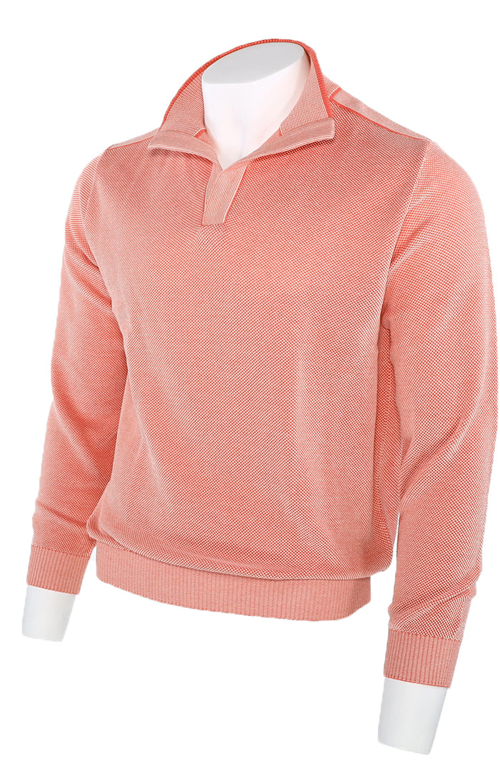St. Croix Open Mock Crystal Stitch Sweater, WATERMELON/WHTE