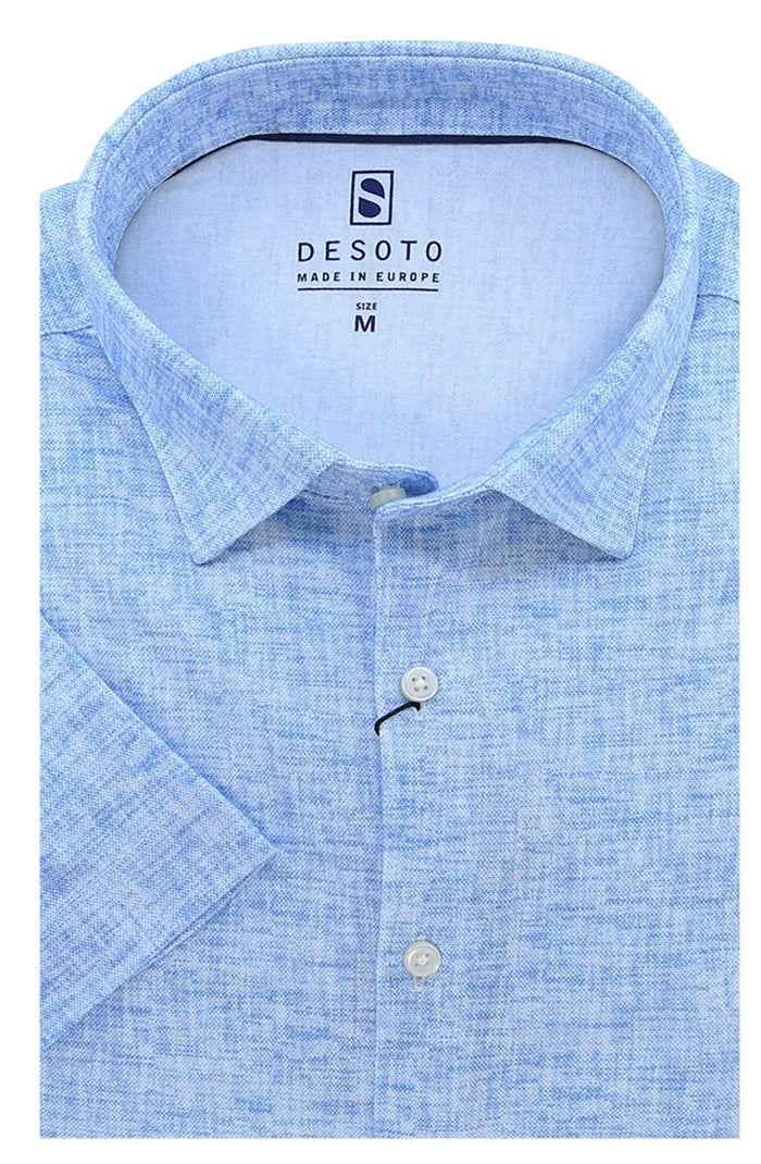 Desoto Men's Pattern Fusion Short Sleeve Shirt In Light Blue - Mondo Uomo