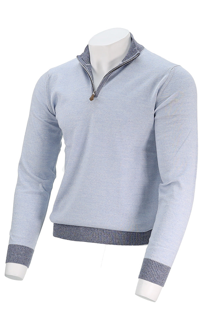 Merino Wool Half Zip Sweater | Light Blue