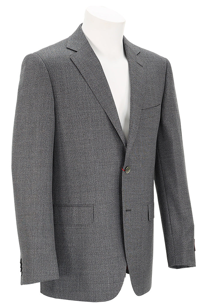 Byron Men’s Gray Textured Sport Coat with Contemporary Fit and Notched Lapels Angled View - Mondo Uomo