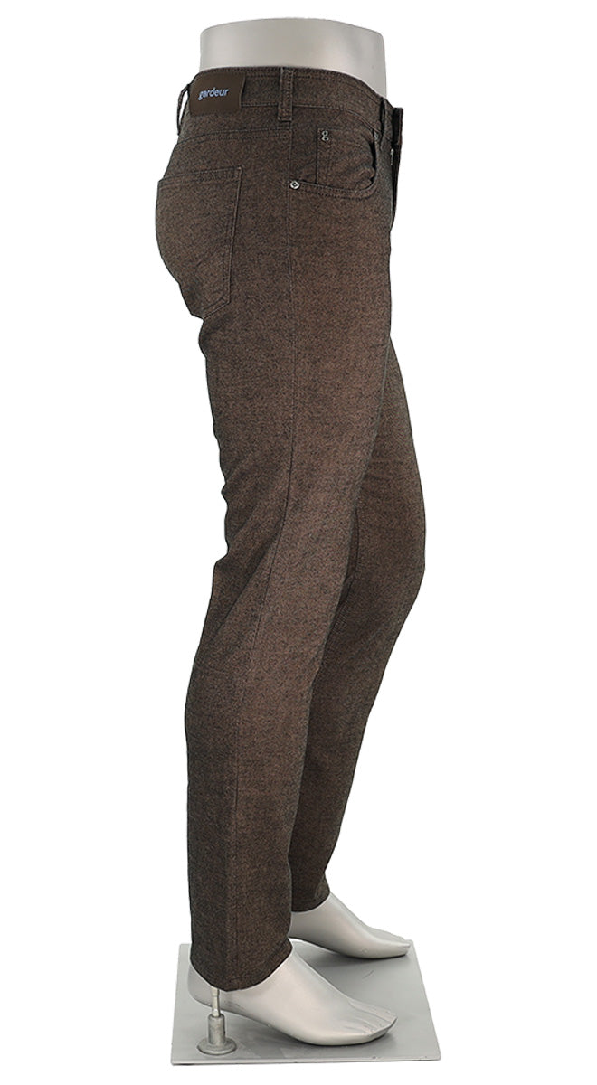 Gardeur Bill Business Hero Pants For Men In Brown Side View - Mondo Uomo