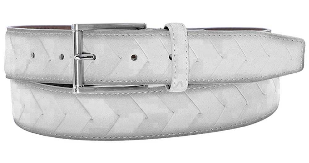 Alberto Leather Belt, Light Grey