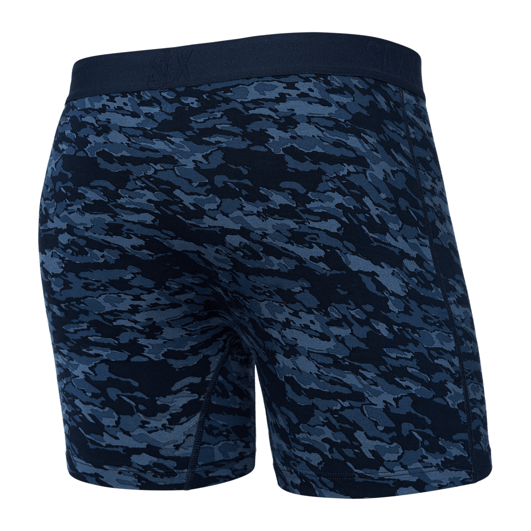 Back view of Saxx Ultra Men’s Navy Boxer Briefs with Black Waistband