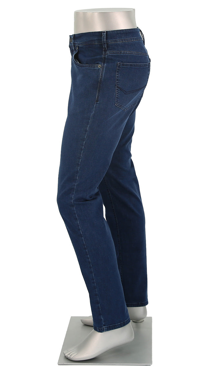 Gardeur Pants from the Bradley collection Men's Jeans In Dark Blue - Full Side View #Color_7267