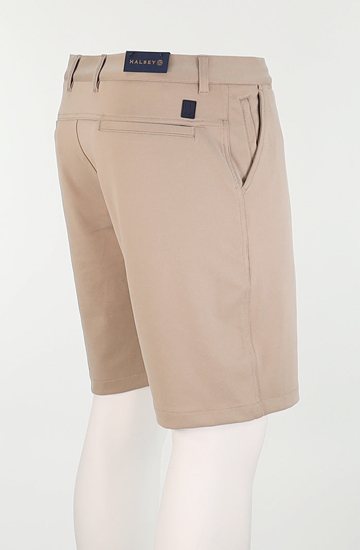 Halsey Breakwater Men’s Shorts in Heather Cashmere with Hidden Zipper Pockets Back Angled View