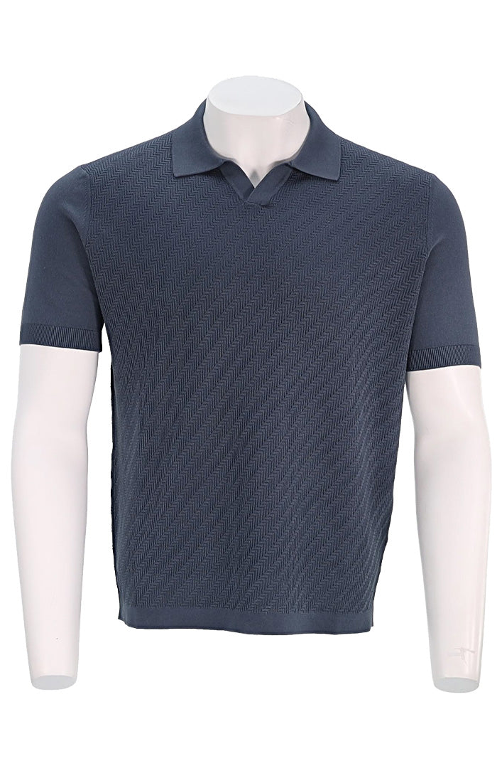 Corneliani S/S Herringbone Knit Polo