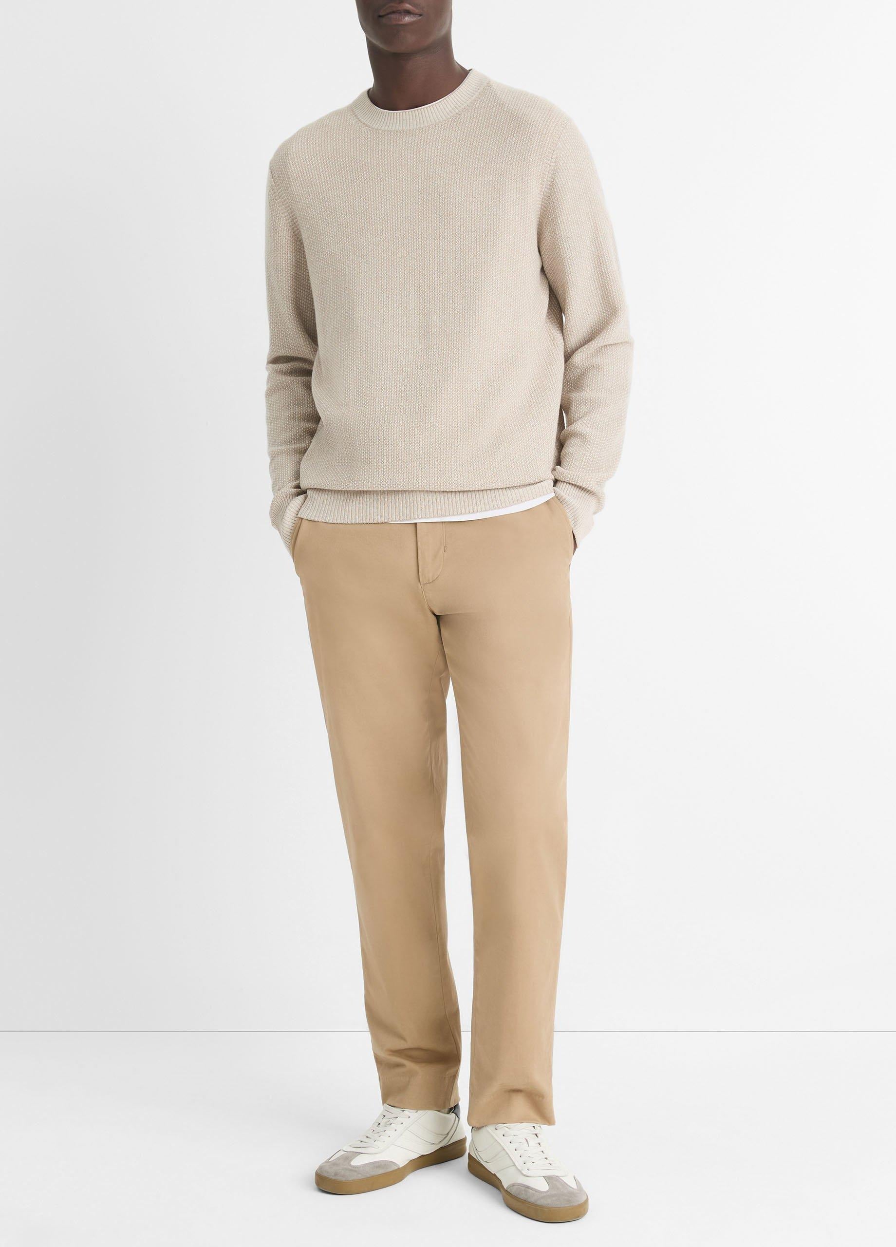 VINCE GEO JACQUARD L/S CREW, Khaki/Cream