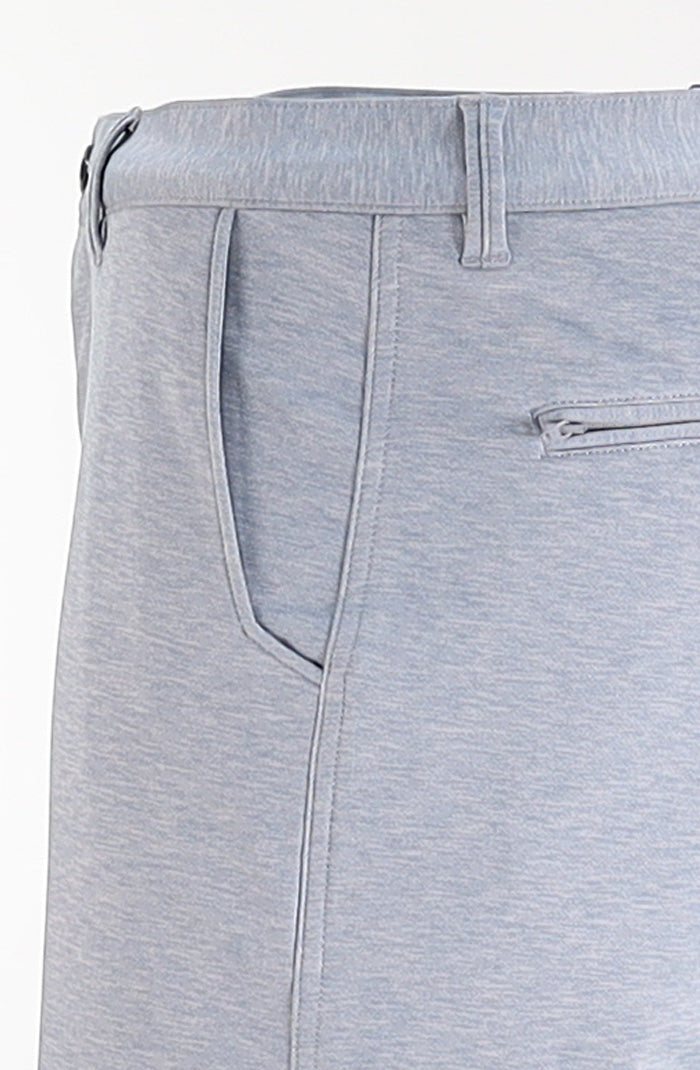 Halsey Hatchway Light Blue Mélange Shorts with Mesh Pocketing and 8-Inch Inseam Close Up