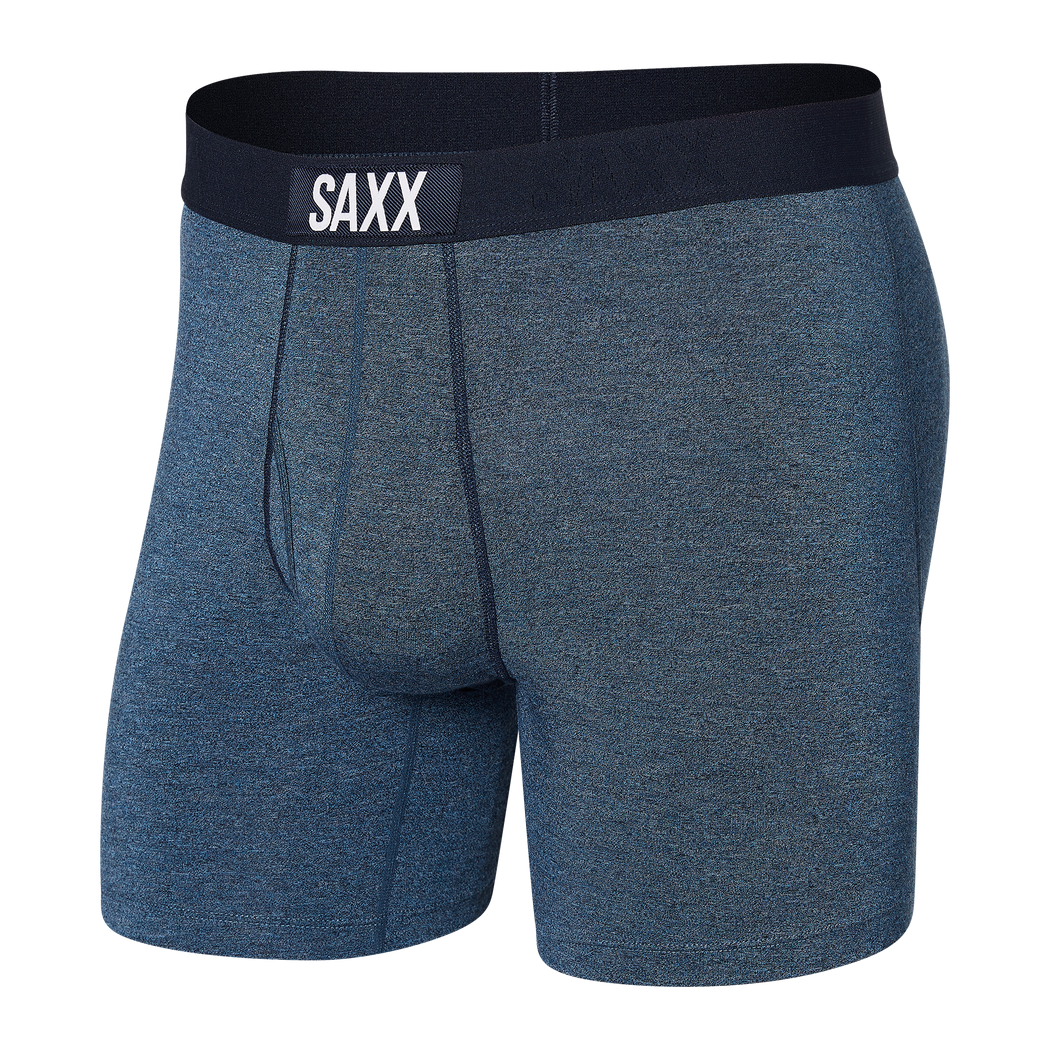 Saxx Ultra Men’s Boxer Briefs in Blue Heather with Relaxed Fit and Moisture-Wicking Fabric – Mondo Uomo