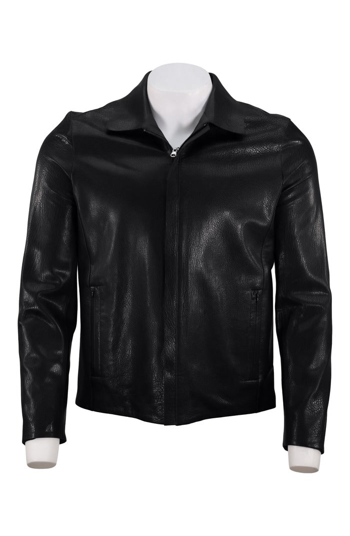 Textured Leather Biker, Black | Mondo Uomo Naples FL