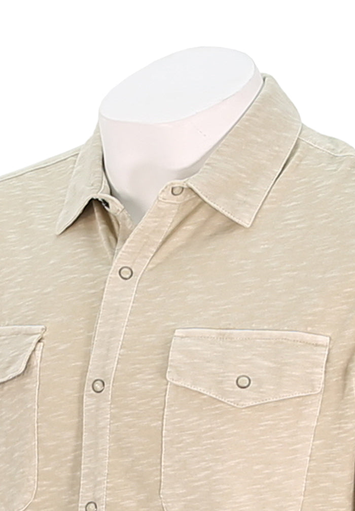 John Varvatos Men's Arvon Long Sleeve Knit Western Shirt In Almond Close Up