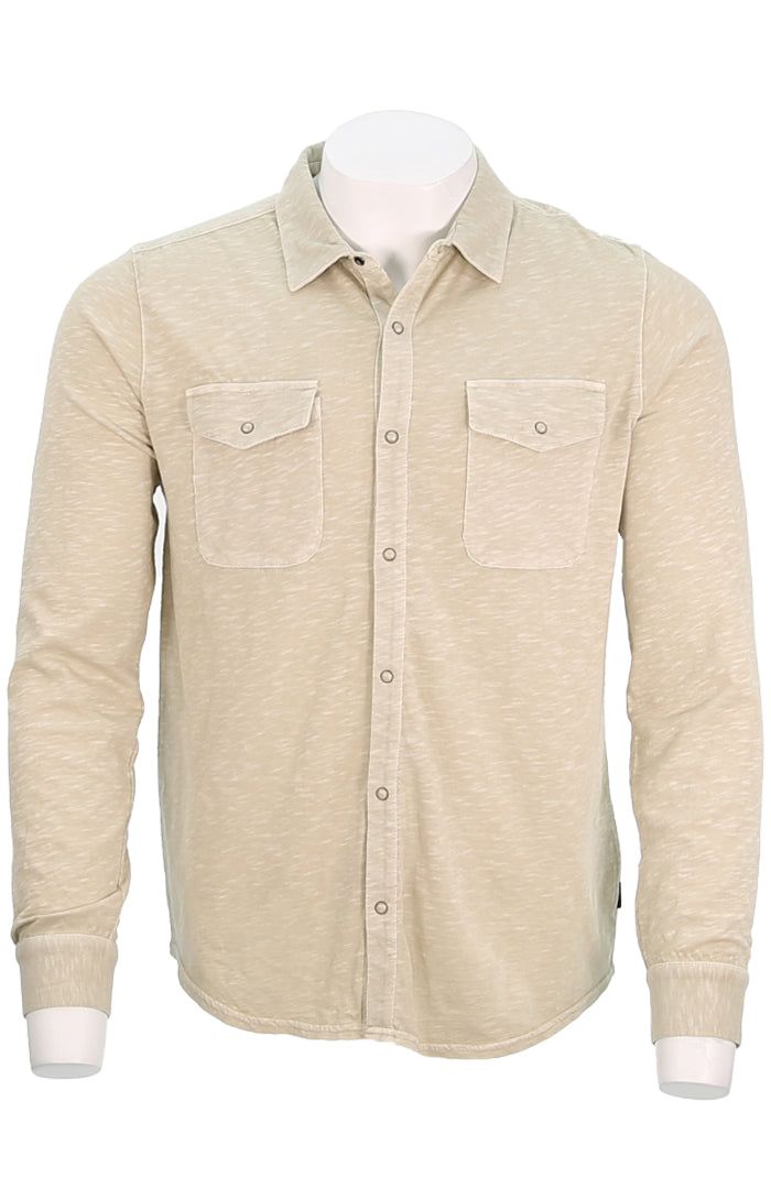 John Varvatos Men's Arvon Long Sleeve Knit Western Shirt In Almond - Mondo Uomo